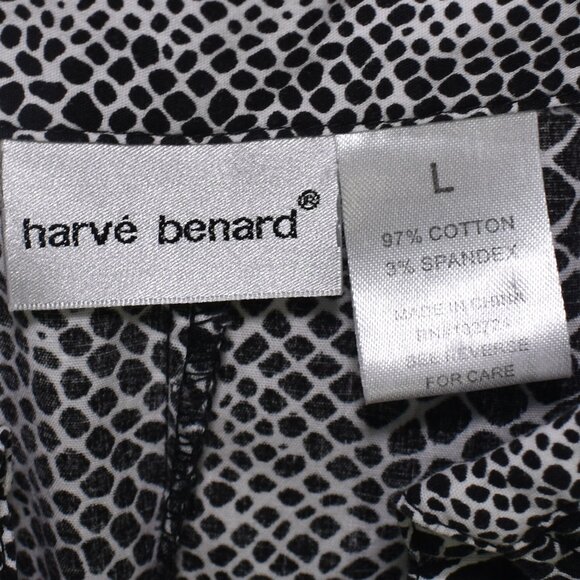 Harve Benard Snake Print Button Up Blouse Sz L Short Sleeve Cotton Collared Top - Picture 10 of 12